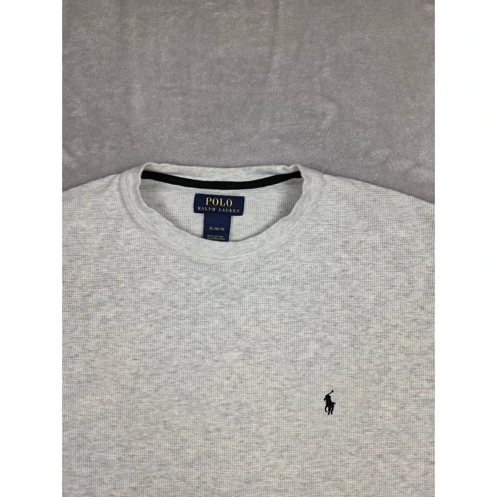 Polo Ralph Lauren Waffle Knit Shirt Mens XL Beige Long Sleeve Pony Logo